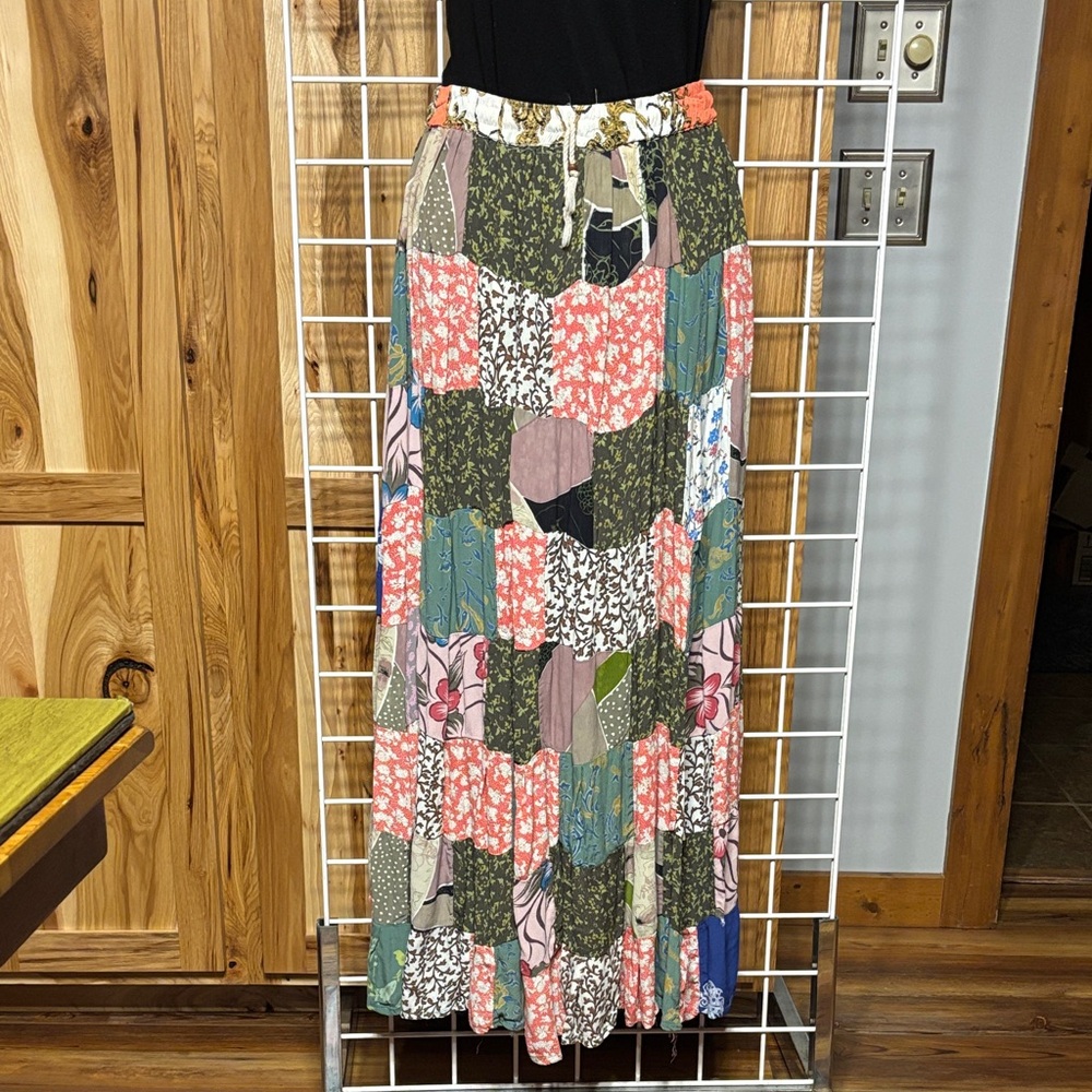 Bohemian Patchwork Maxi Skirt - image 1